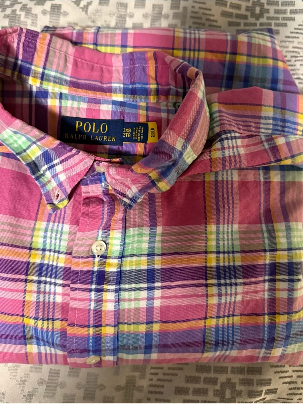Polo Ralph Lauren Men’s Pink Plaid Button-Up Short Sleeve Shirt